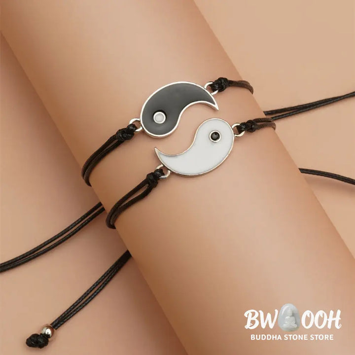 Buddha Stones 2pcs Yin Yang Hematite Couple Bracelet - BWOOOH - Bracelet