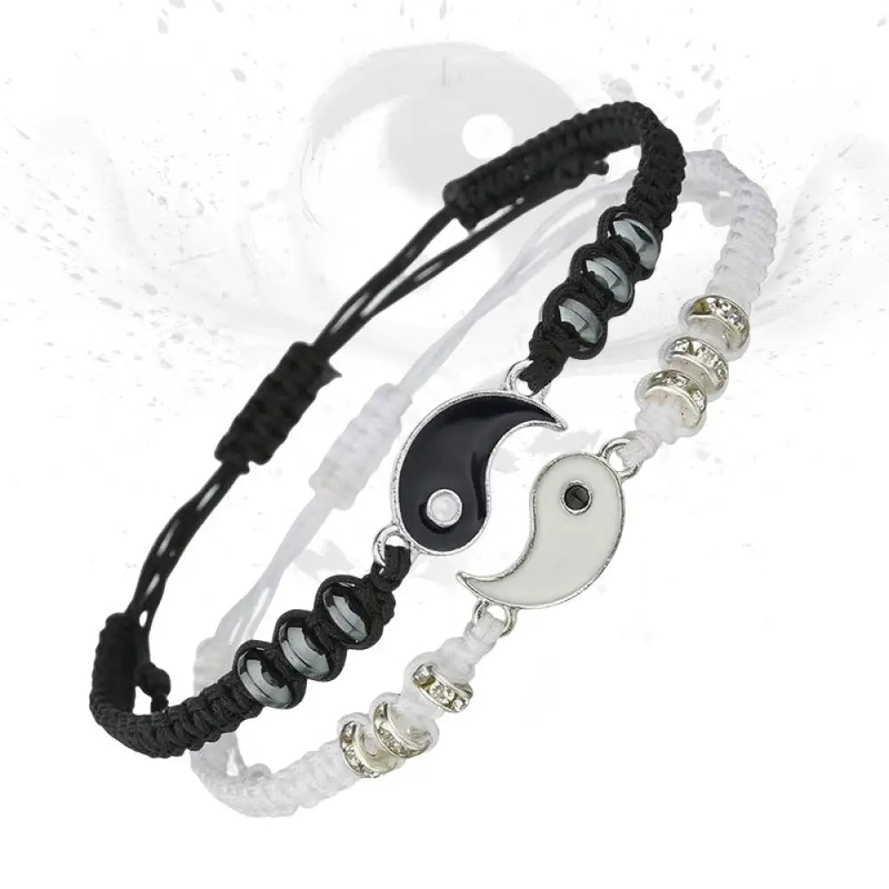 Buddha Stones 2pcs Yin Yang Hematite Couple Bracelet - BWOOOH - Yin Yang (2pcs) - Bracelet