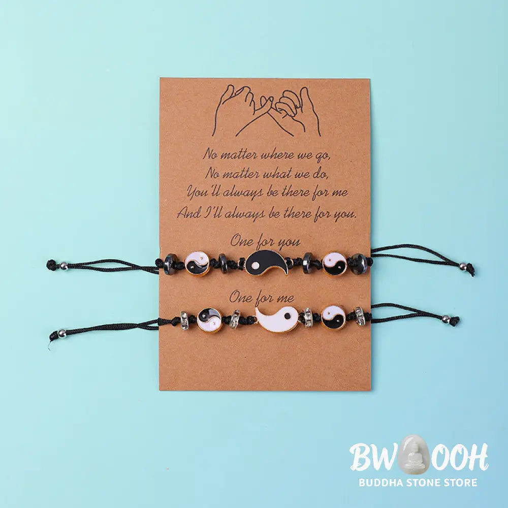 Buddha Stones 2pcs Yin Yang Hematite Couple Bracelet - BWOOOH - Bracelet