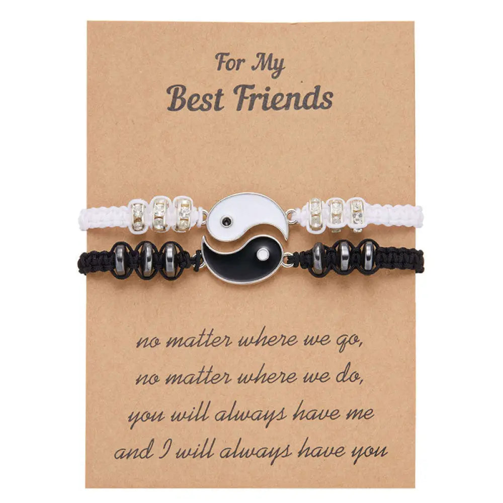 Buddha Stones 2pcs Yin Yang Hematite Couple Bracelet - BWOOOH - Yin Yang (HOT VERSION WITH CARD) - Bracelet