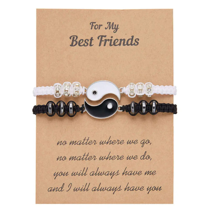 Buddha Stones 2pcs Yin Yang Hematite Couple Bracelet - BWOOOH - Yin Yang (HOT VERSION WITH CARD) - Bracelet