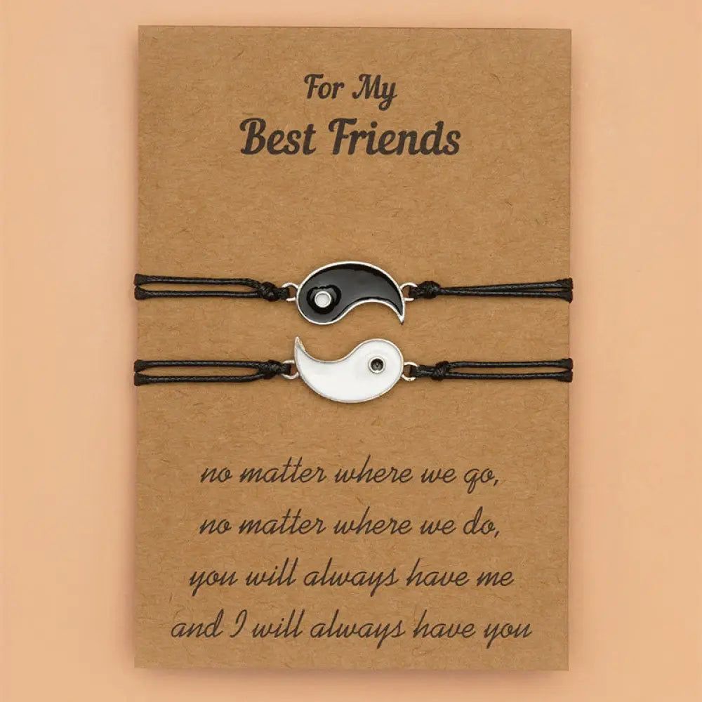 Buddha Stones 2pcs Yin Yang Hematite Couple Bracelet - BWOOOH - Yin Yang (NEW EDITION WITH CARD) - Bracelet