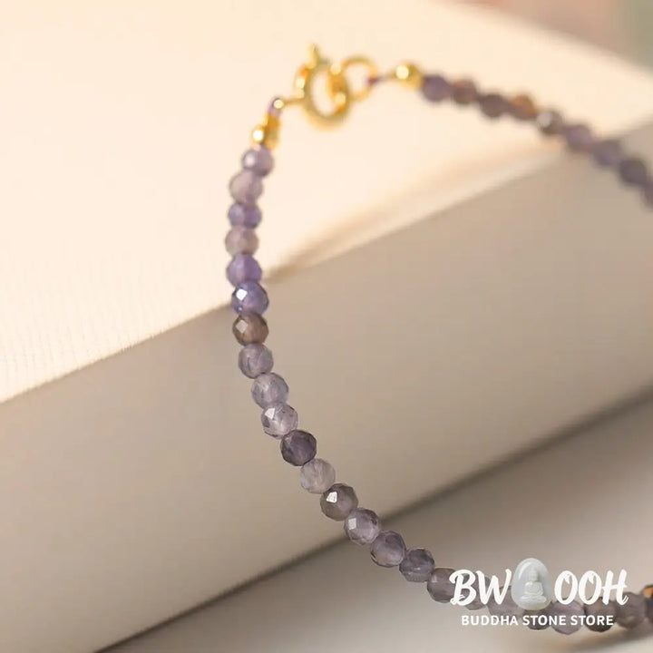 Buddha Stones 3mm Amethyst Iolite Ultra-thin Beads 14k Gold Plated Copper Communication Bracelet - BWOOOH - Bracelet