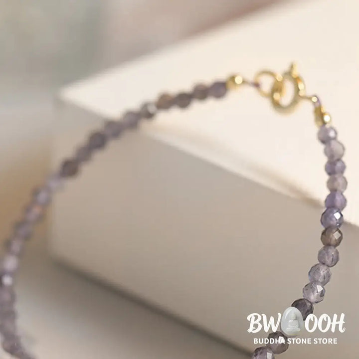 Buddha Stones 3mm Amethyst Iolite Ultra-thin Beads 14k Gold Plated Copper Communication Bracelet - BWOOOH - Bracelet