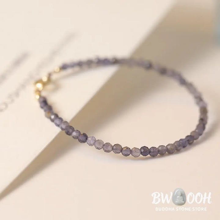 Buddha Stones 3mm Amethyst Iolite Ultra-thin Beads 14k Gold Plated Copper Communication Bracelet - BWOOOH - Bracelet