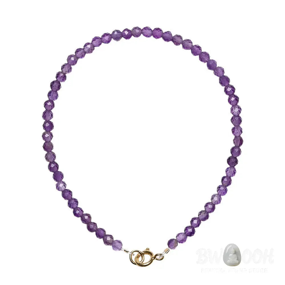 Buddha Stones 3mm Natural Amethyst Ultra-thin Beads 14k Gold Plated Copper Spiritual Awareness Bracelet - BWOOOH