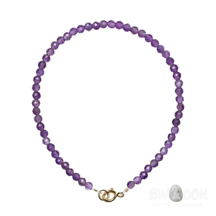 Buddha Stones 3mm Natural Amethyst Ultra-thin Beads 14k Gold Plated Copper Spiritual Awareness Bracelet - BWOOOH