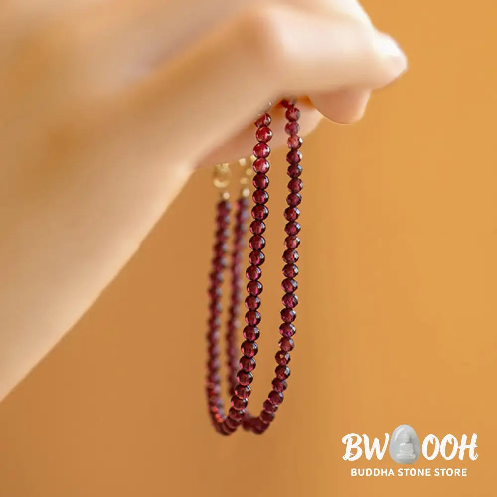 Buddha Stones 3mm Natural Small Garnet Ultra-Thin Beads Protection Bracelet - BWOOOH - Bracelet