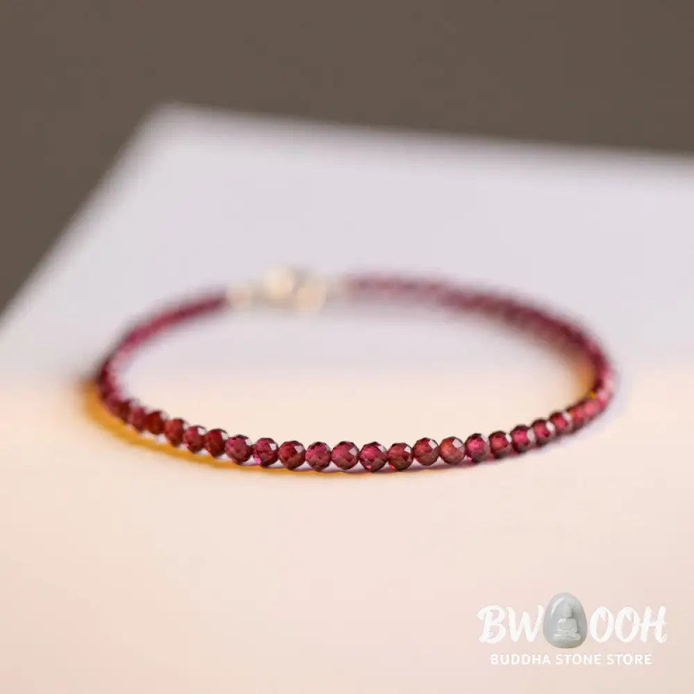 Buddha Stones 3mm Natural Small Garnet Ultra-Thin Beads Protection Bracelet - BWOOOH - Bracelet