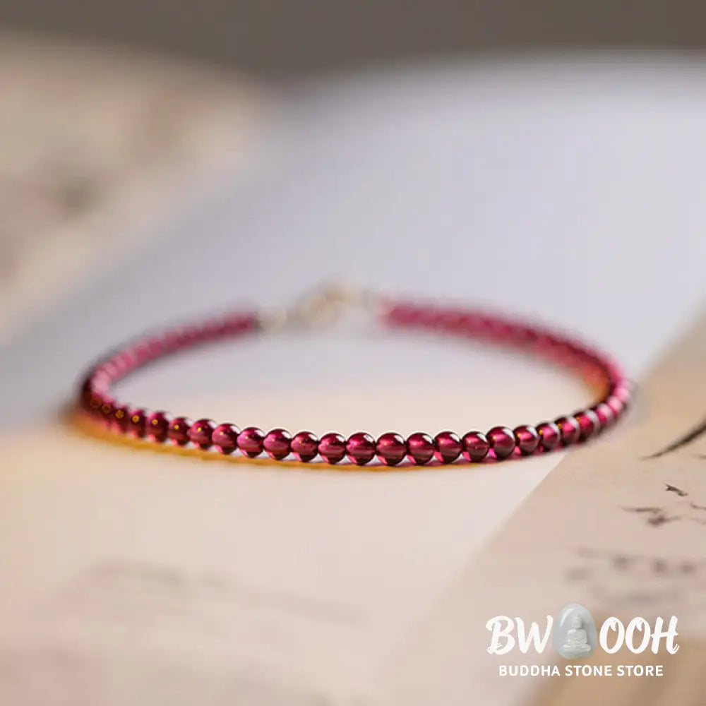 Buddha Stones 3mm Natural Small Garnet Ultra-Thin Beads Protection Bracelet - BWOOOH - Bracelet