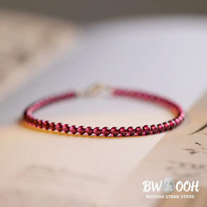 Buddha Stones 3mm Natural Small Garnet Ultra-Thin Beads Protection Bracelet - BWOOOH - Bracelet