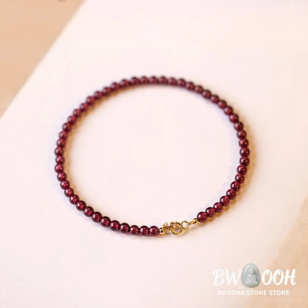 Buddha Stones 3mm Natural Small Garnet Ultra-Thin Beads Protection Bracelet - BWOOOH - Bracelet