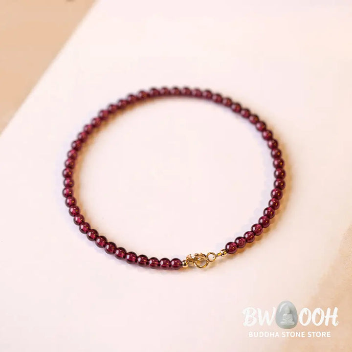 Buddha Stones 3mm Natural Small Garnet Ultra-Thin Beads Protection Bracelet - BWOOOH - Bracelet