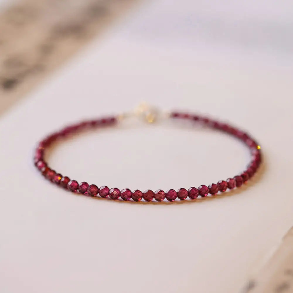 Buddha Stones 3mm Natural Small Garnet Ultra-Thin Beads Protection Bracelet - BWOOOH - 3mm Polygonal Beads / 15cm