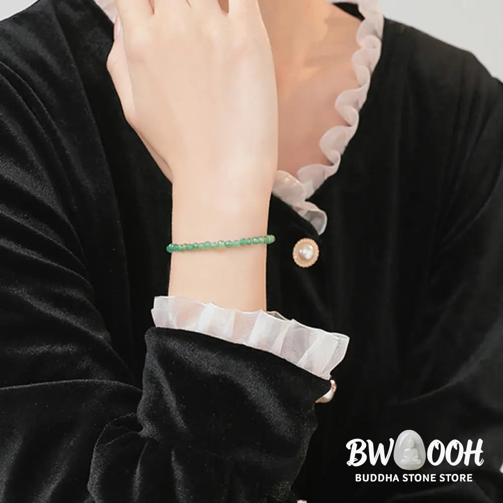Buddha Stones 3mm Small Green Aventurine Ultra-Thin Beads Luck Bracelet - BWOOOH - Bracelet