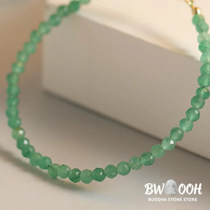 Buddha Stones 3mm Small Green Aventurine Ultra-Thin Beads Luck Bracelet - BWOOOH - Bracelet
