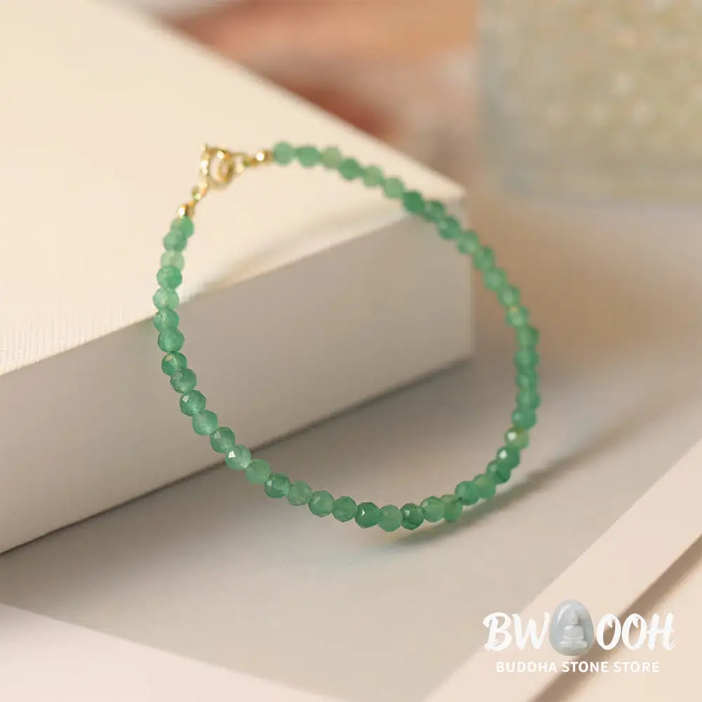 Buddha Stones 3mm Small Green Aventurine Ultra-Thin Beads Luck Bracelet - BWOOOH - Bracelet