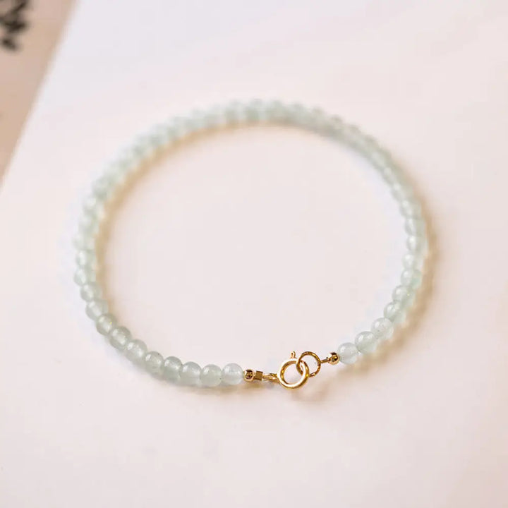 Buddha Stones 3mm Small Green Aventurine Ultra-Thin Beads Luck Bracelet - BWOOOH - 3mm Round Beads / 15cm - Bracelet