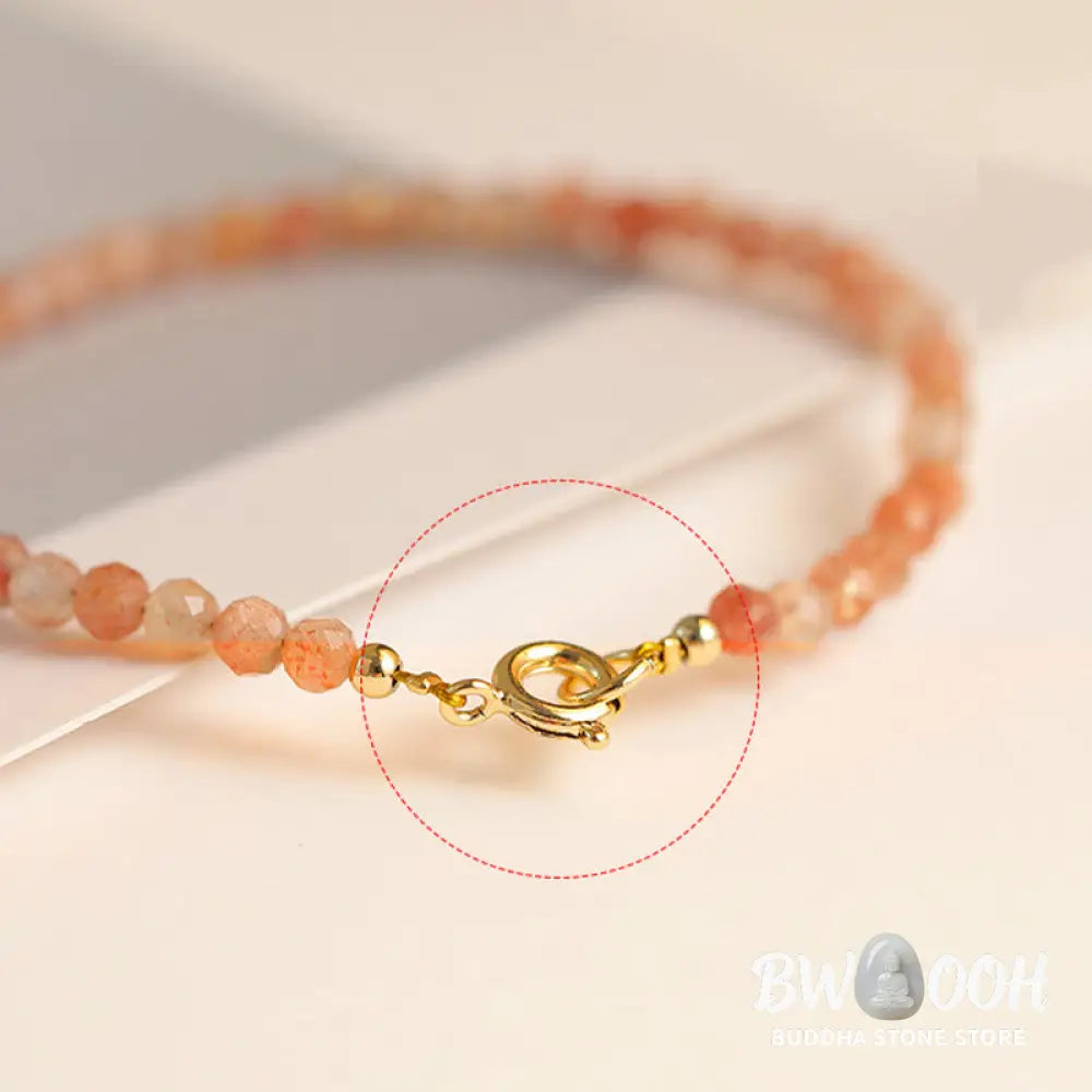 Buddha Stones 3mm Sun Stone Ultra-thin Beads 14k Gold Plated Copper Wealth Bracelet - BWOOOH - Bracelet
