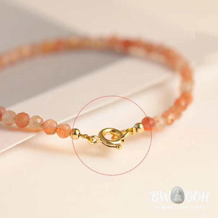Buddha Stones 3mm Sun Stone Ultra-thin Beads 14k Gold Plated Copper Wealth Bracelet - BWOOOH - Bracelet