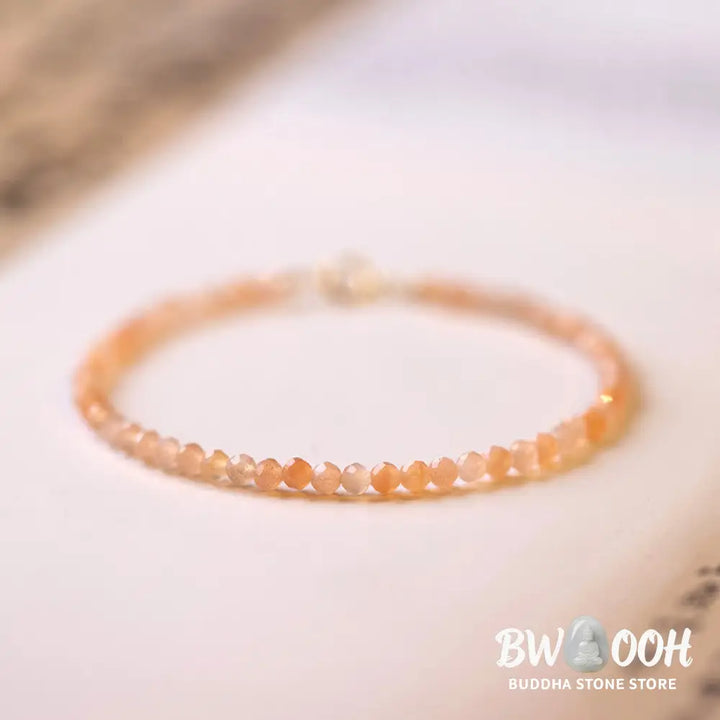 Buddha Stones 3mm Sun Stone Ultra-thin Beads 14k Gold Plated Copper Wealth Bracelet - BWOOOH - Bracelet
