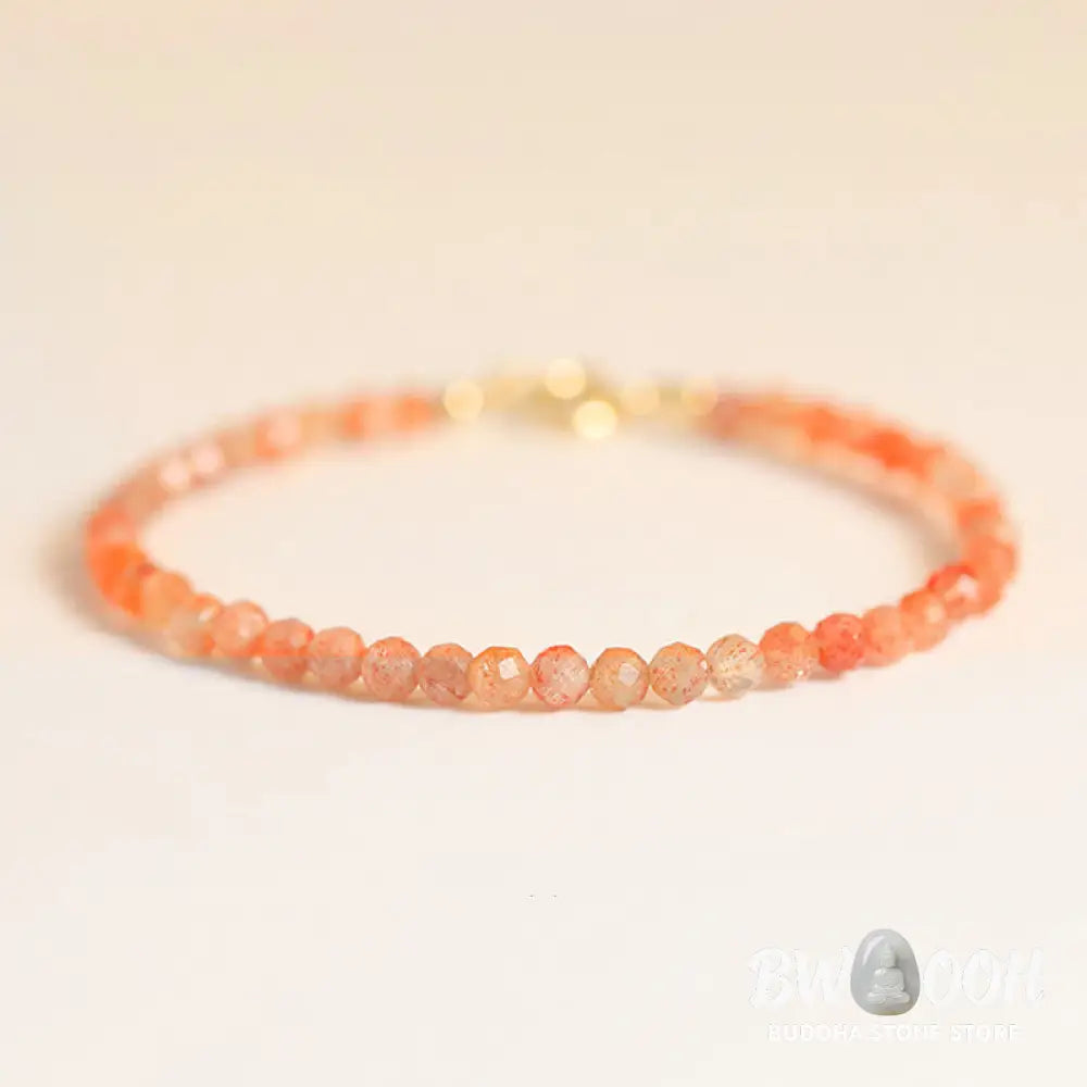 Buddha Stones 3mm Sun Stone Ultra-thin Beads 14k Gold Plated Copper Wealth Bracelet - BWOOOH - Bracelet