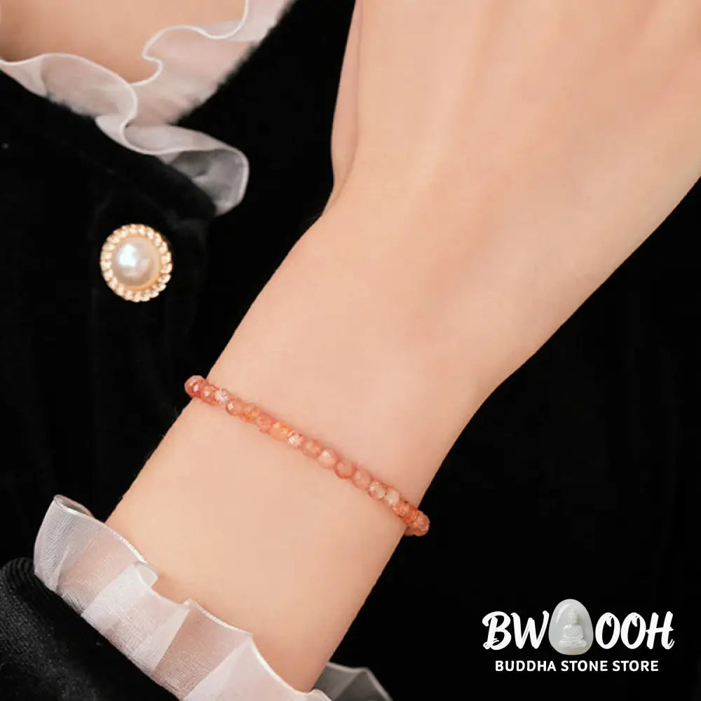 Buddha Stones 3mm Sun Stone Ultra-thin Beads 14k Gold Plated Copper Wealth Bracelet - BWOOOH - Bracelet