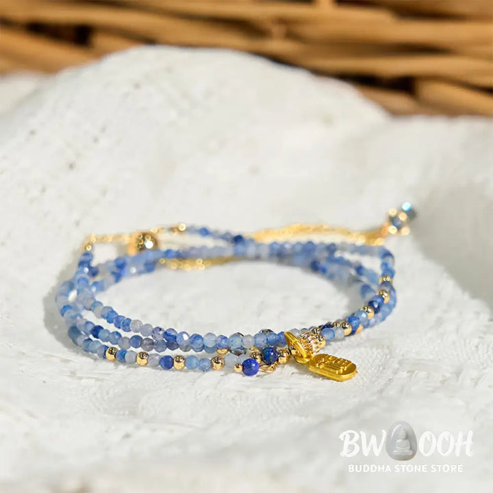 Buddha Stones 3mm Ultra-thin Beads Natural Lazurite Triple Wrap Fu Character Positive Bracelet - BWOOOH - 3mm