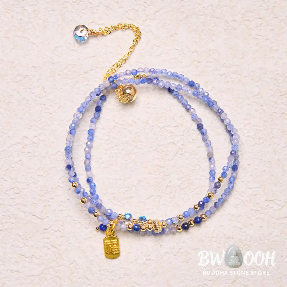 Buddha Stones 3mm Ultra-thin Beads Natural Lazurite Triple Wrap Fu Character Positive Bracelet - BWOOOH - 3mm