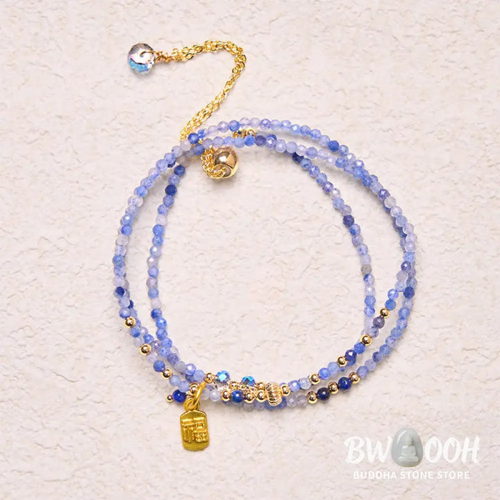 Buddha Stones 3mm Ultra-thin Beads Natural Lazurite Triple Wrap Fu Character Positive Bracelet - BWOOOH - 3mm