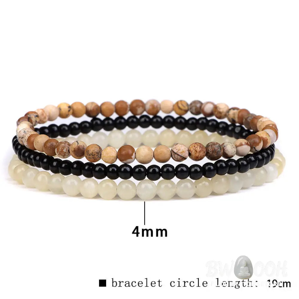 Buddha Stones 3Pcs Natural Crystal Stone Inner Peace Spiritual Bracelet - BWOOOH - Bracelet