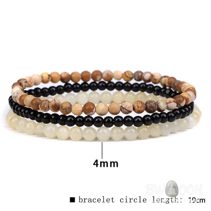 Buddha Stones 3Pcs Natural Crystal Stone Inner Peace Spiritual Bracelet - BWOOOH - Bracelet