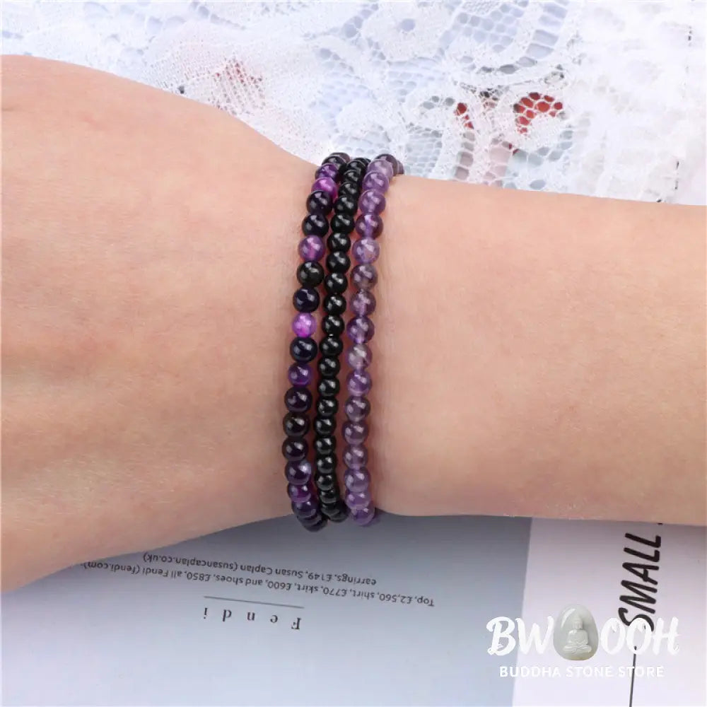 Buddha Stones 3Pcs Natural Crystal Stone Inner Peace Spiritual Bracelet - BWOOOH - Bracelet