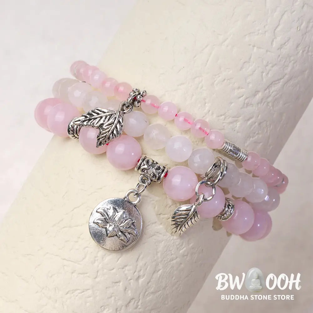 Buddha Stones 3PCS Natural Quartz Crystal Beaded Healing Energy Lotus Bracelet - BWOOOH - Bracelet