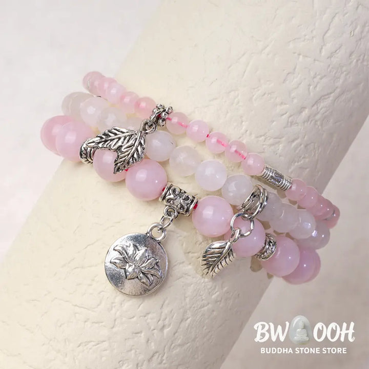 Buddha Stones 3PCS Natural Quartz Crystal Beaded Healing Energy Lotus Bracelet - BWOOOH - Bracelet