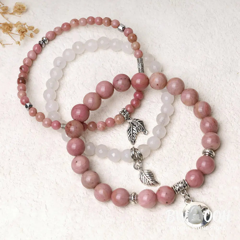 Buddha Stones 3PCS Natural Quartz Crystal Beaded Healing Energy Lotus Bracelet - BWOOOH - Bracelet