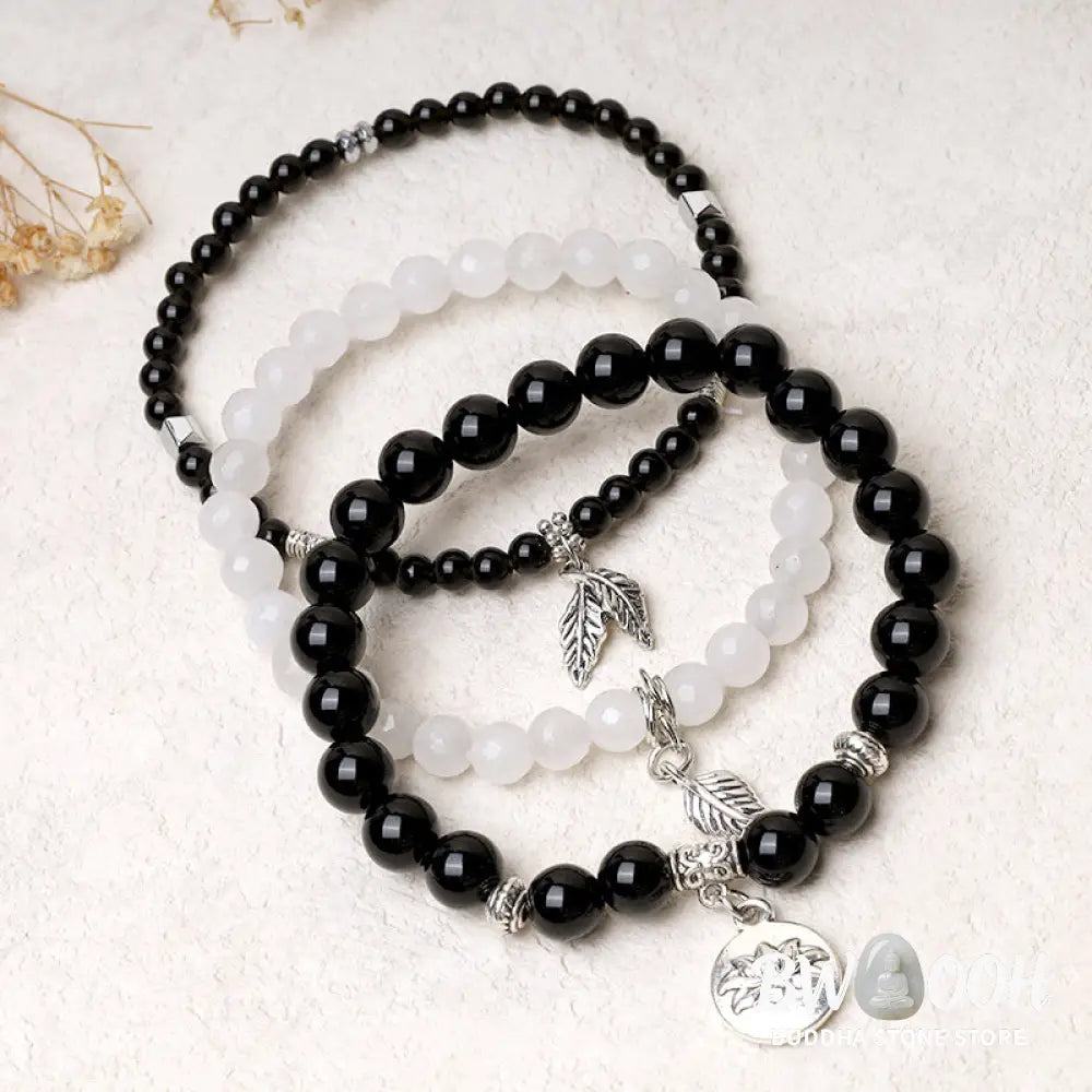 Buddha Stones 3PCS Natural Quartz Crystal Beaded Healing Energy Lotus Bracelet - BWOOOH - Bracelet