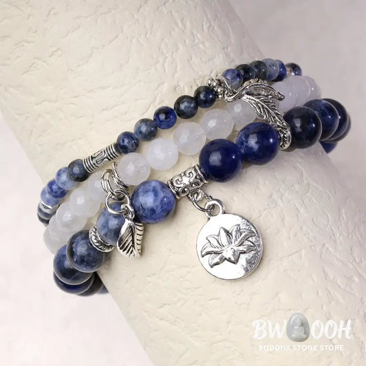 Buddha Stones 3PCS Natural Quartz Crystal Beaded Healing Energy Lotus Bracelet - BWOOOH - Bracelet