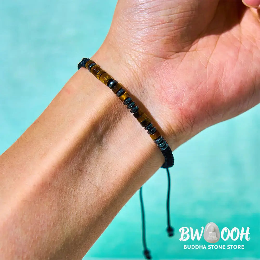 Buddha Stones 3Pcs Tiger Eye Lava Rock Protection Bracelet Set - BWOOOH - 3Pcs Tiger Eye Set(Wrist Circumference: