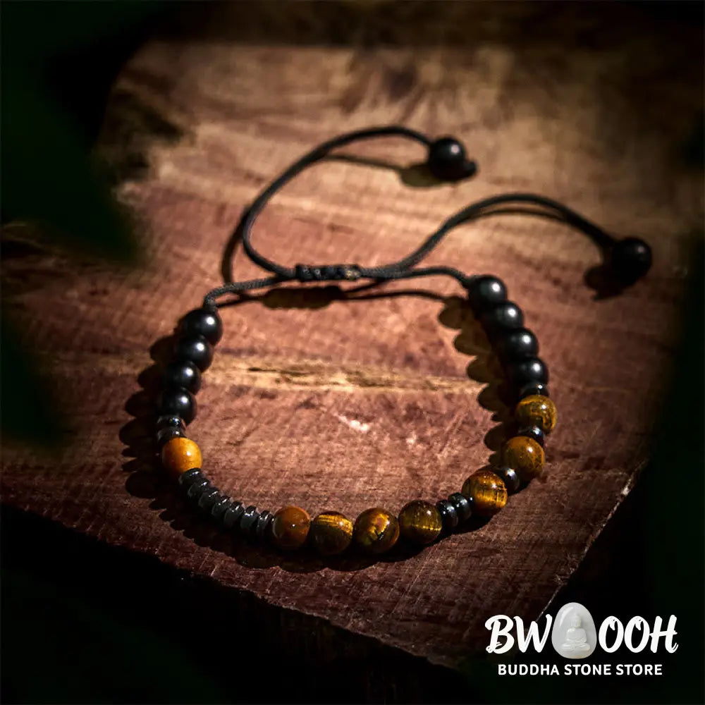 Buddha Stones 3Pcs Tiger Eye Lava Rock Protection Bracelet Set - BWOOOH - 3Pcs Tiger Eye Set(Wrist Circumference: