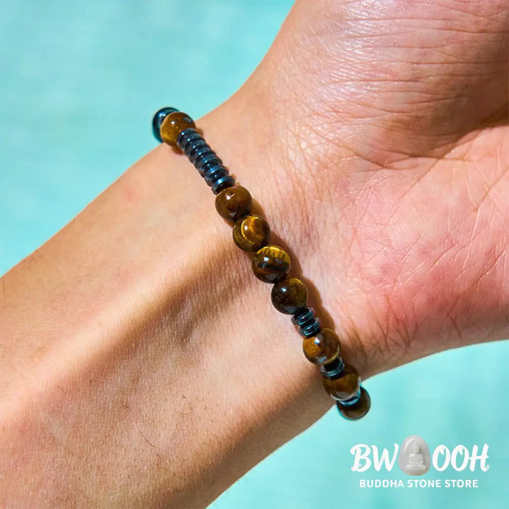 Buddha Stones 3Pcs Tiger Eye Lava Rock Protection Bracelet Set - BWOOOH - 3Pcs Tiger Eye Set(Wrist Circumference: