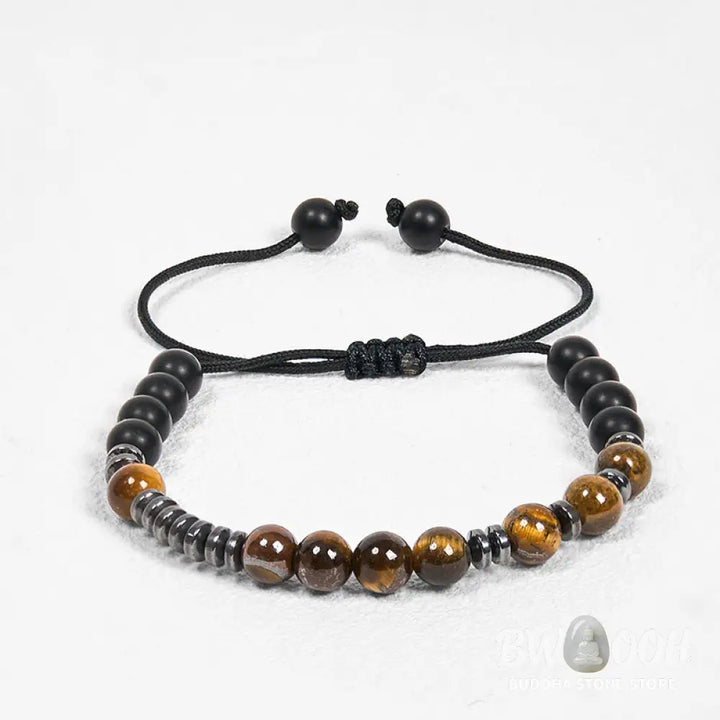 Buddha Stones 3Pcs Tiger Eye Lava Rock Protection Bracelet Set - BWOOOH - 3Pcs Tiger Eye Set(Wrist Circumference: