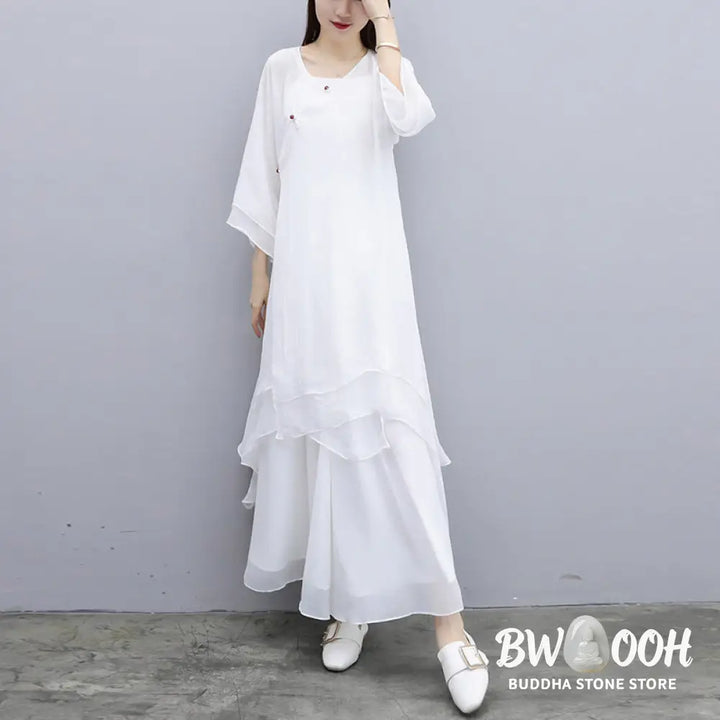 Buddha Stones 3Pcs Yoga Chiffon Clothing Uniform Meditation Zen Practice Women’s Set - Clothes
