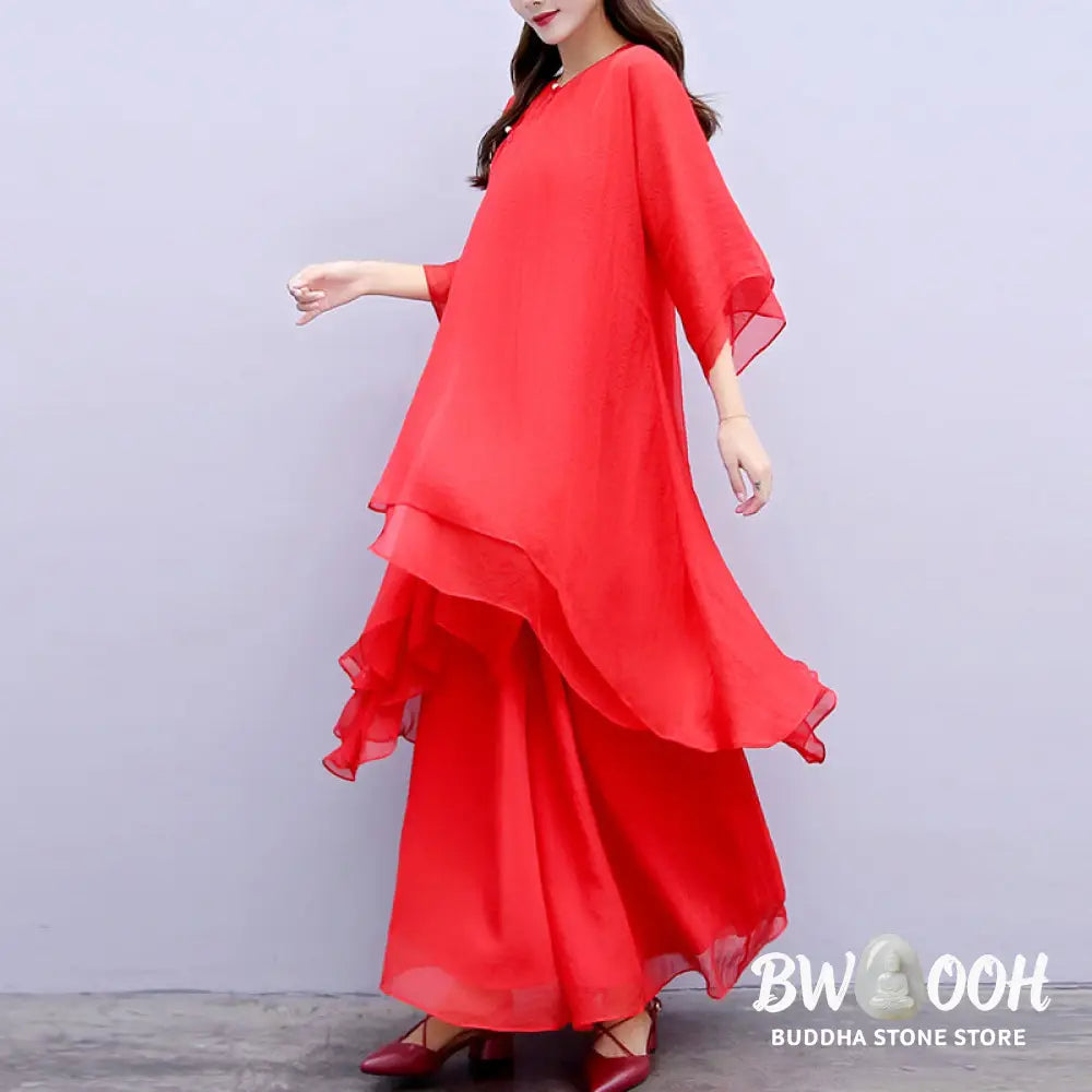 Buddha Stones 3Pcs Yoga Chiffon Clothing Uniform Meditation Zen Practice Women’s Set - Clothes