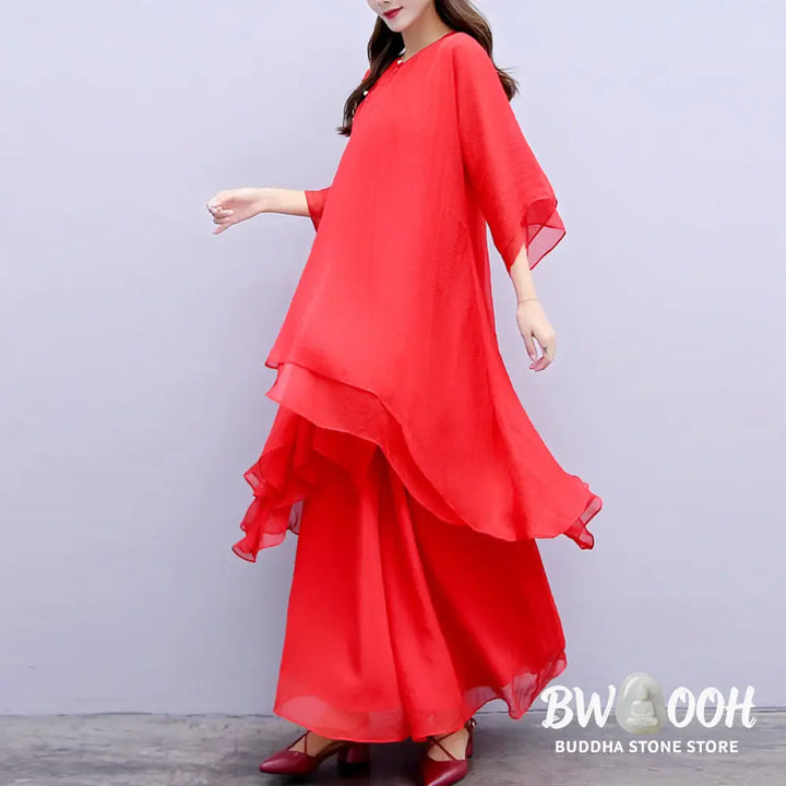 Buddha Stones 3Pcs Yoga Chiffon Clothing Uniform Meditation Zen Practice Women’s Set - Clothes
