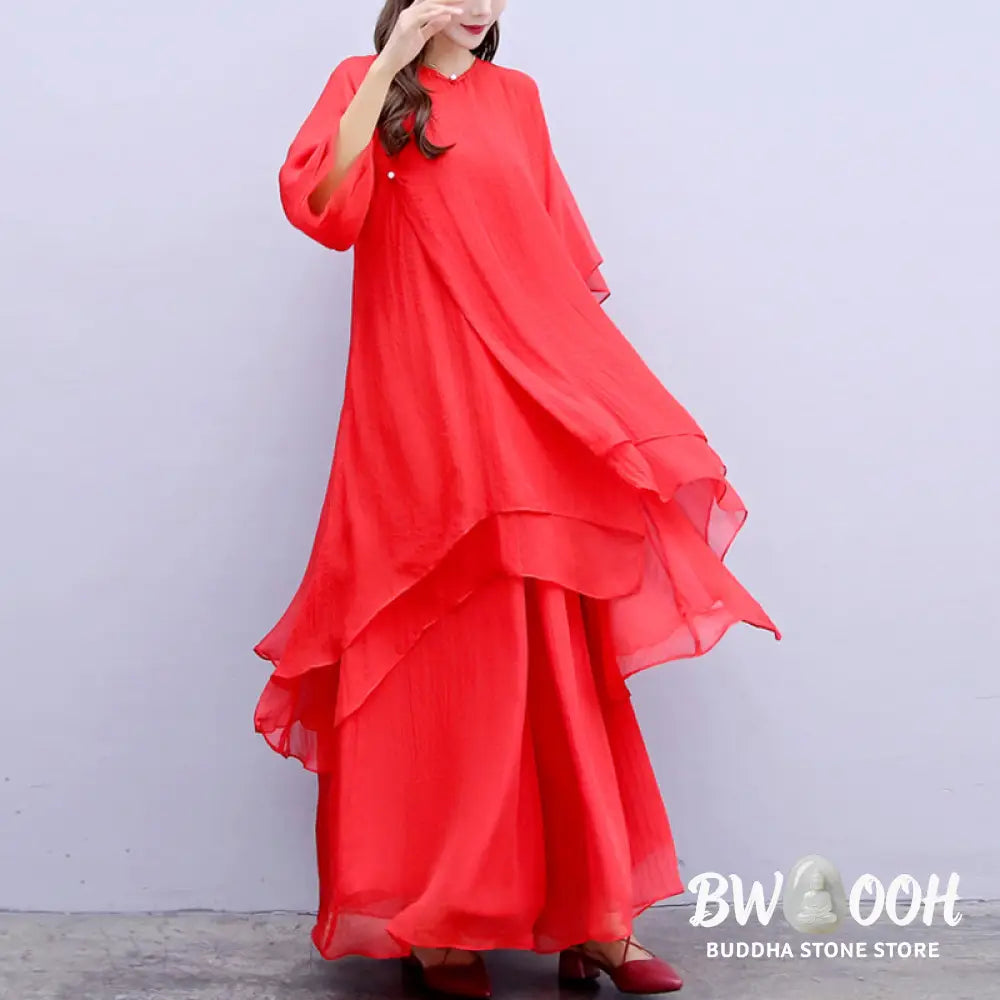 Buddha Stones 3Pcs Yoga Chiffon Clothing Uniform Meditation Zen Practice Women’s Set - Clothes