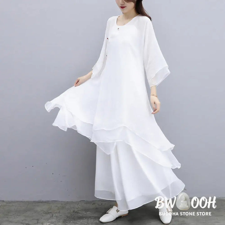 Buddha Stones 3Pcs Yoga Chiffon Clothing Uniform Meditation Zen Practice Women’s Set - Clothes