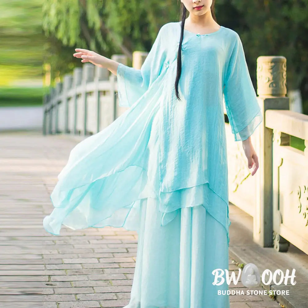 Buddha Stones 3Pcs Yoga Chiffon Clothing Uniform Meditation Zen Practice Women’s Set - Clothes