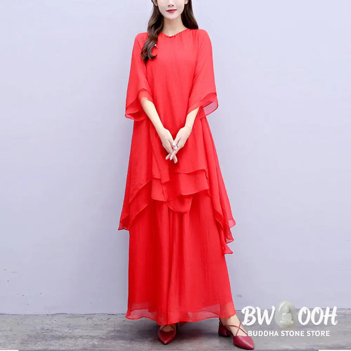 Buddha Stones 3Pcs Yoga Chiffon Clothing Uniform Meditation Zen Practice Women’s Set - Clothes