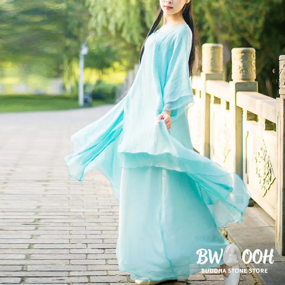 Buddha Stones 3Pcs Yoga Chiffon Clothing Uniform Meditation Zen Practice Women’s Set - Clothes
